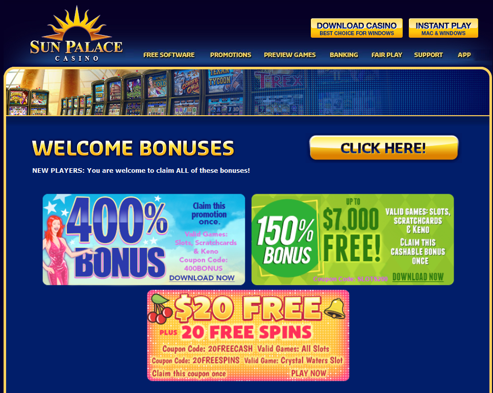 Sun Palace casino $30 free coupon