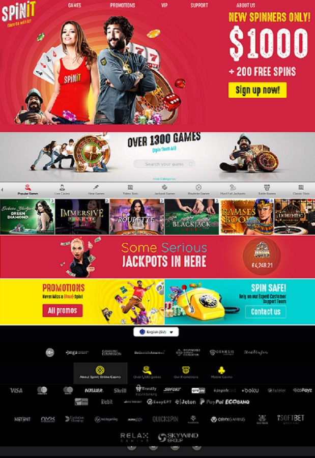 Spinit casino €1000 + 200 free spins